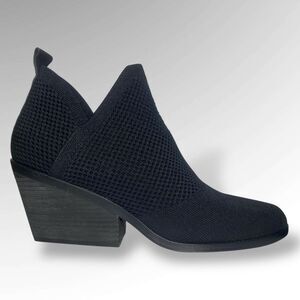 Eileen Fisher Clever Stretch Knit Booties Women Size 10 Black Cuban Heel